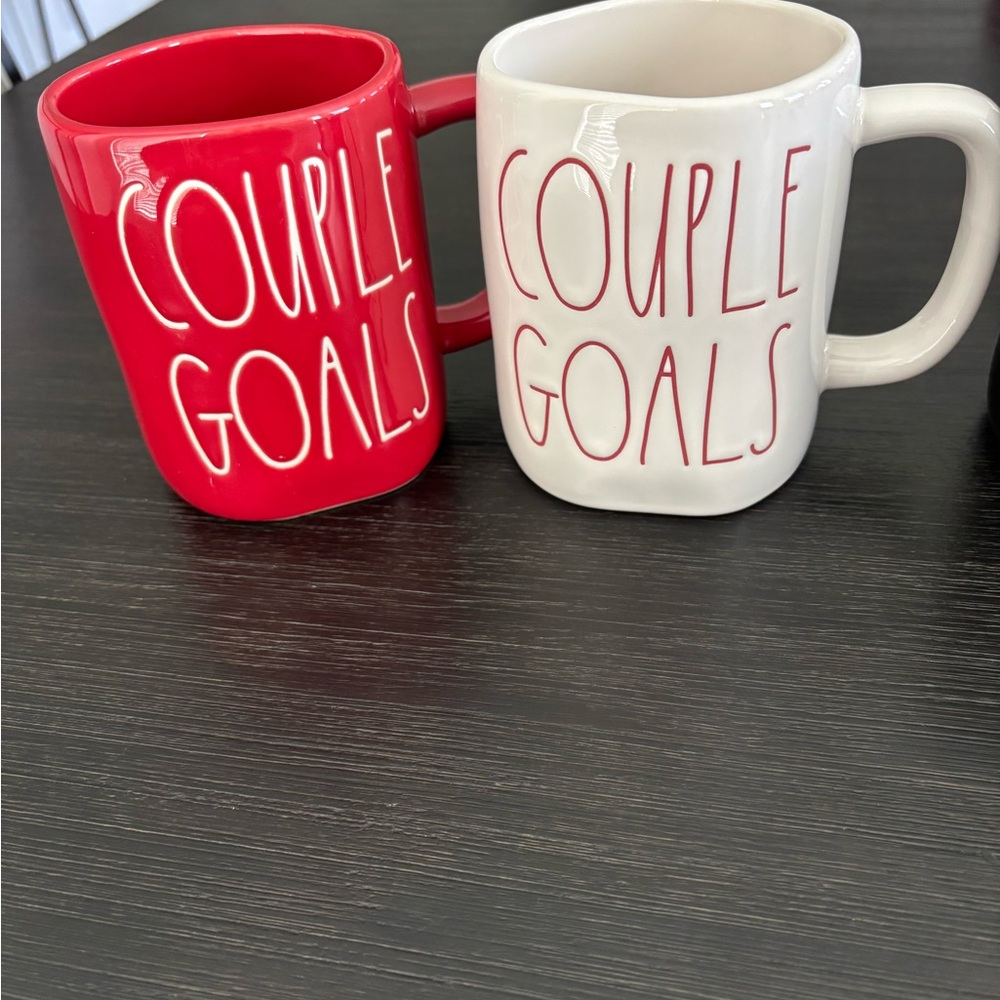 Rae Dunn Couple Goals Mug Set - Red & White